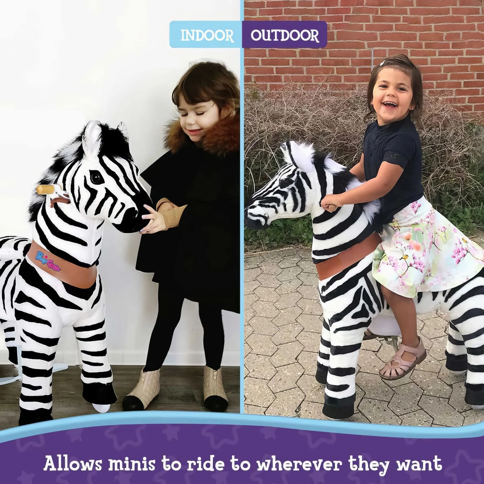 PonyCycle Mechanically Walking Ride-On - Zebra - Age 3-5 Years