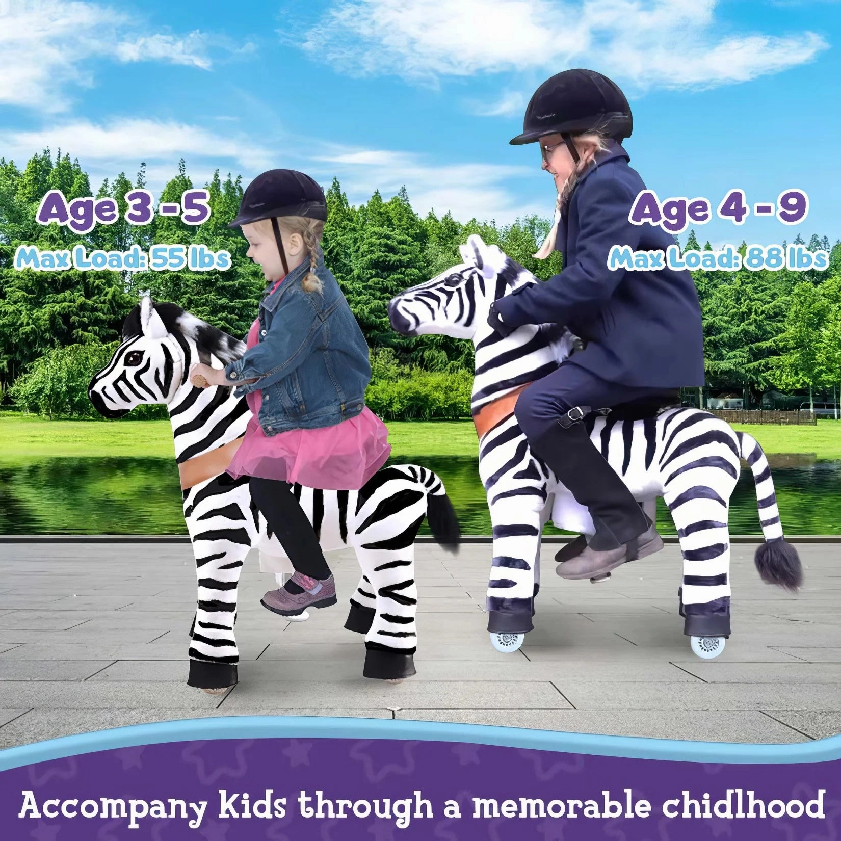 PonyCycle Mechanically Walking Ride-On - Zebra - Age 3-5 Years