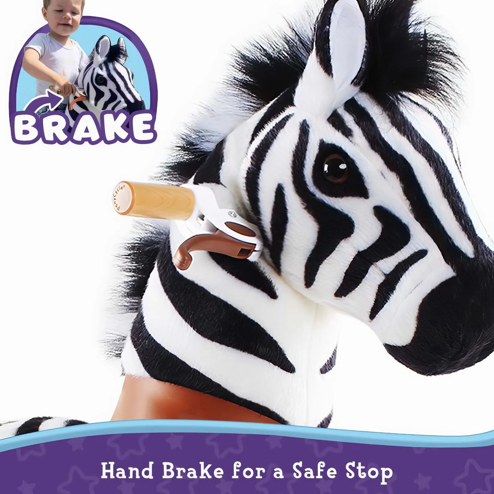 PonyCycle Mechanically Walking Ride-On - Zebra - Age 3-5 Years
