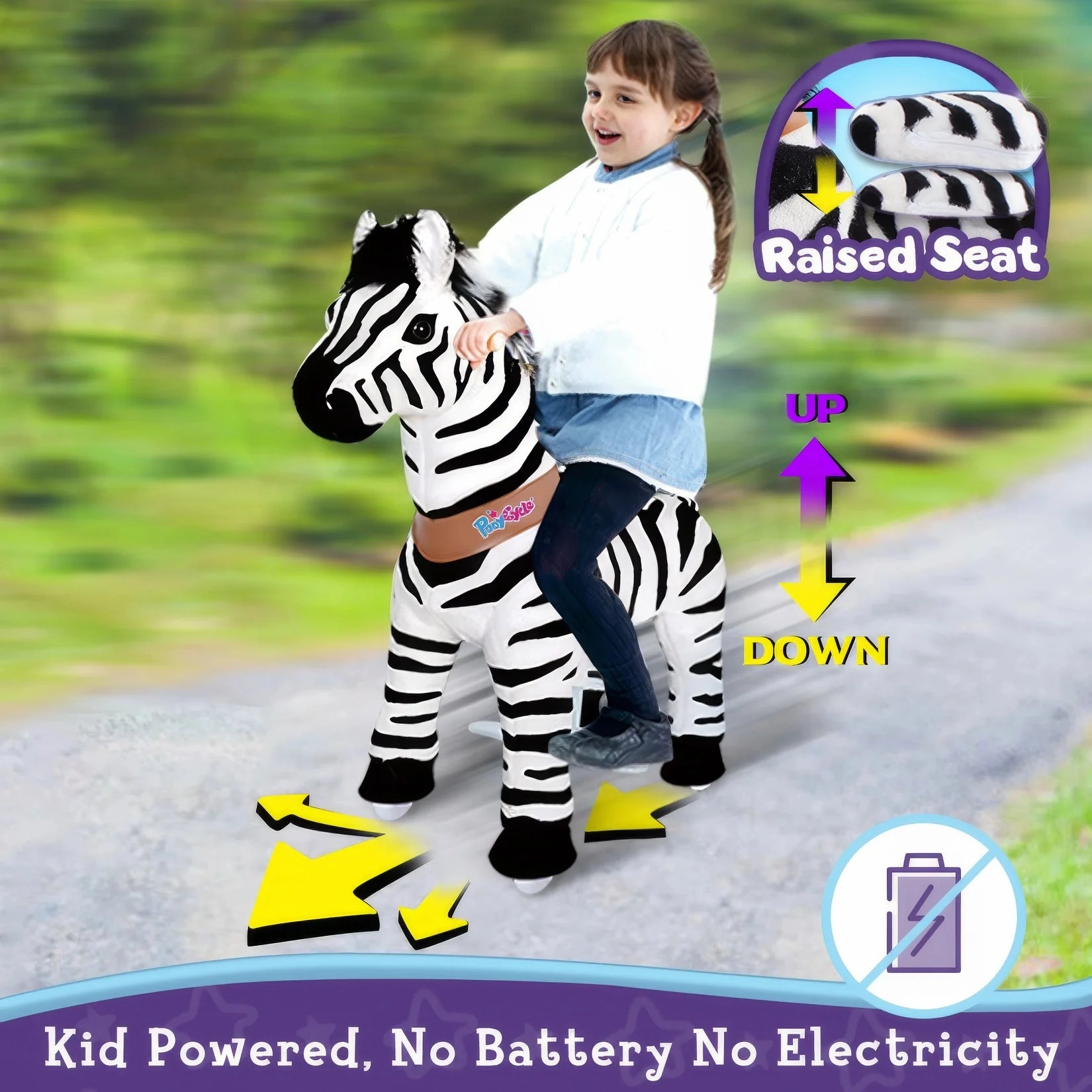 PonyCycle Mechanically Walking Ride-On - Zebra - Age 3-5 Years