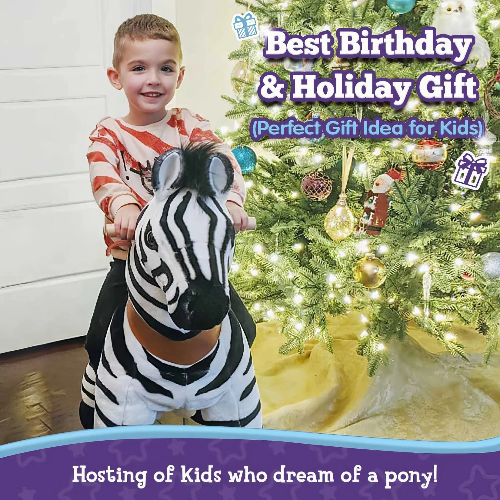 PonyCycle Mechanically Walking Ride-On - Zebra - Age 3-5 Years