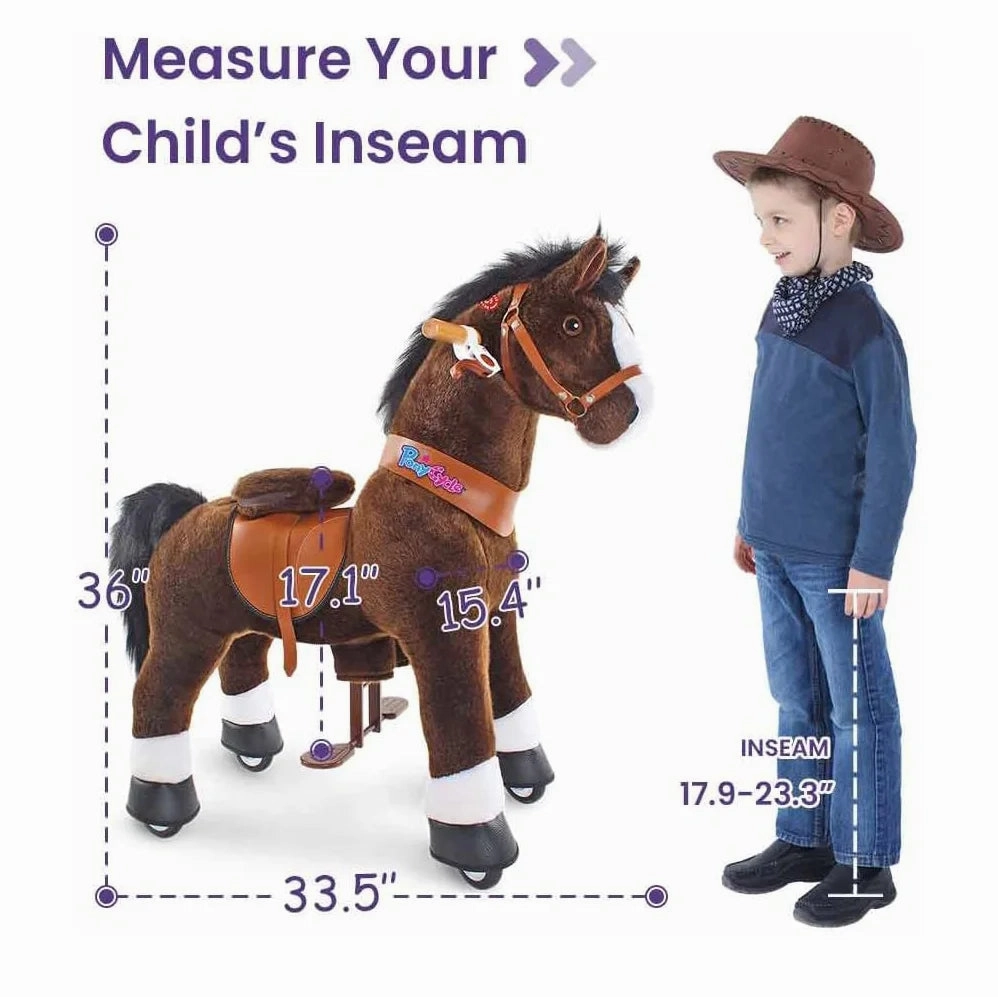 PonyCycle Mechanically Walking Ride-On Horse, Chocolate - Ages 4-8