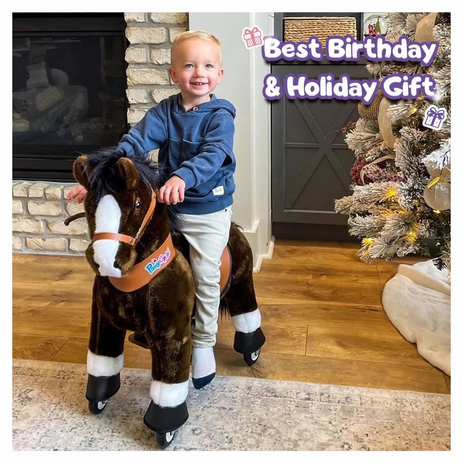 PonyCycle Mechanically Walking Ride-On Horse, Chocolate - Ages 4-8