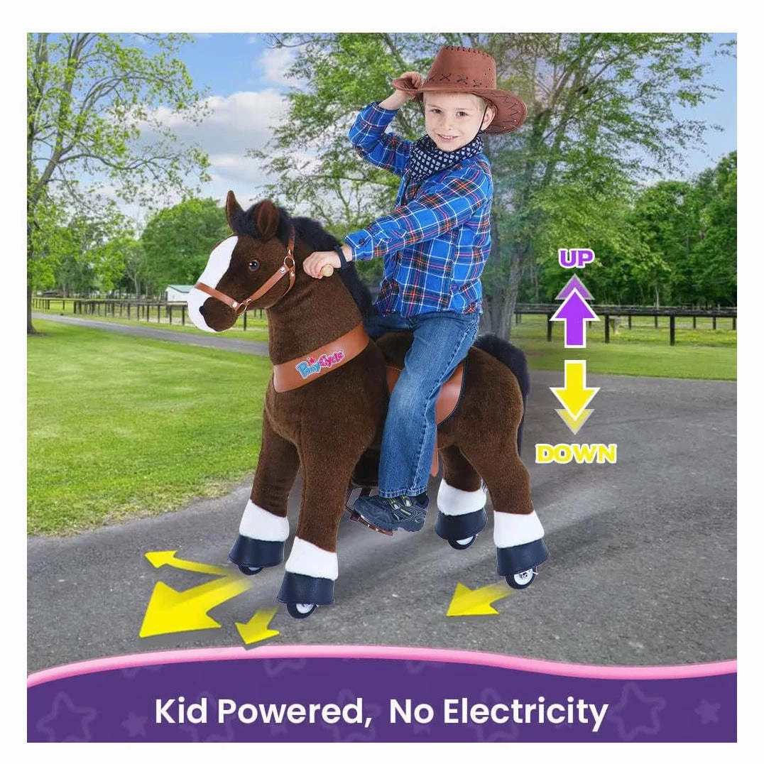 PonyCycle Mechanically Walking Ride-On Horse, Chocolate - Ages 4-8