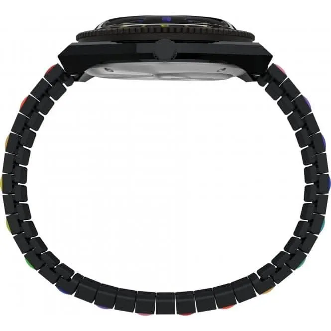 Q Timex Rainbow Bracelet en Acier Inoxydable Extensible Montre TW2V65900