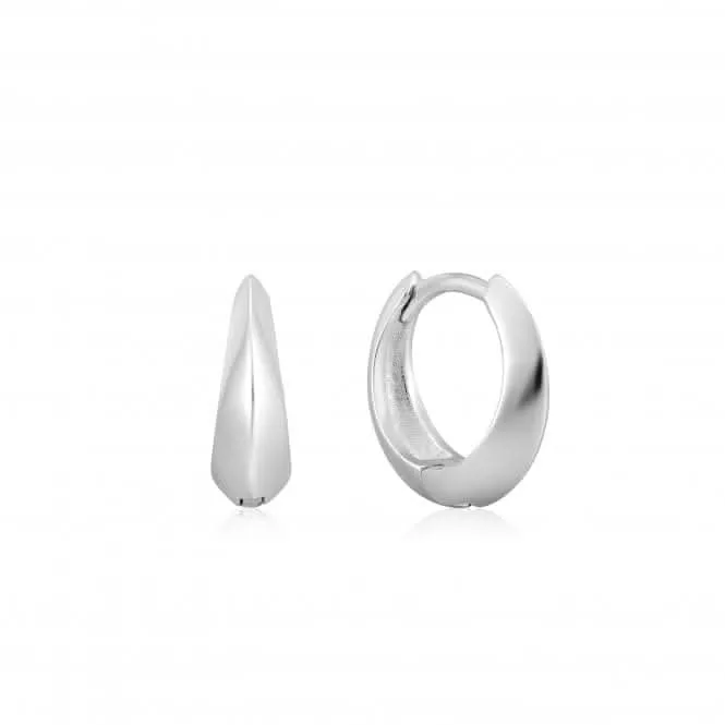 Boucles d'oreilles Huggie à pointe unique en argent rhodié E025-05H Ania Haie Jewellery