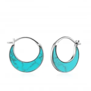 Boucles d'oreilles Croissant Turquoise Marée de Rhodium E027-07H Ania Haie Jewellery