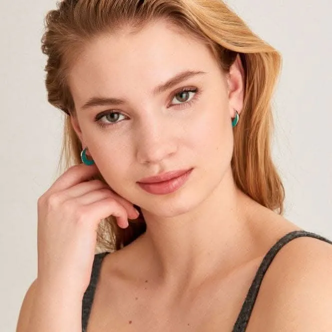 Boucles d'oreilles Croissant Turquoise Marée de Rhodium E027-07H Ania Haie Jewellery