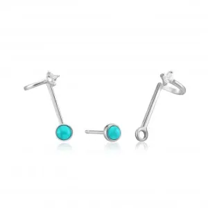 Boucles d'oreilles doubles en turquoise marée de rhodium E027-03H Ania Haie Jewellery