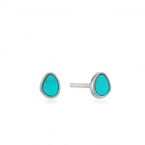 Boucles d'oreilles à clous en turquoise marée de rhodium E027-04H Ania Haie Jewellery