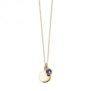 Collier Swarovski P5016 avec disque gravable en or jaune plaqué, pierre de naissance de septembre - Débuts Bijoux