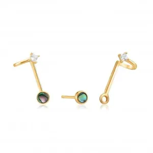 Boucles d'oreilles doubles à clous en or brillant et nacre marbrée E027-03G Ania Haie Jewellery