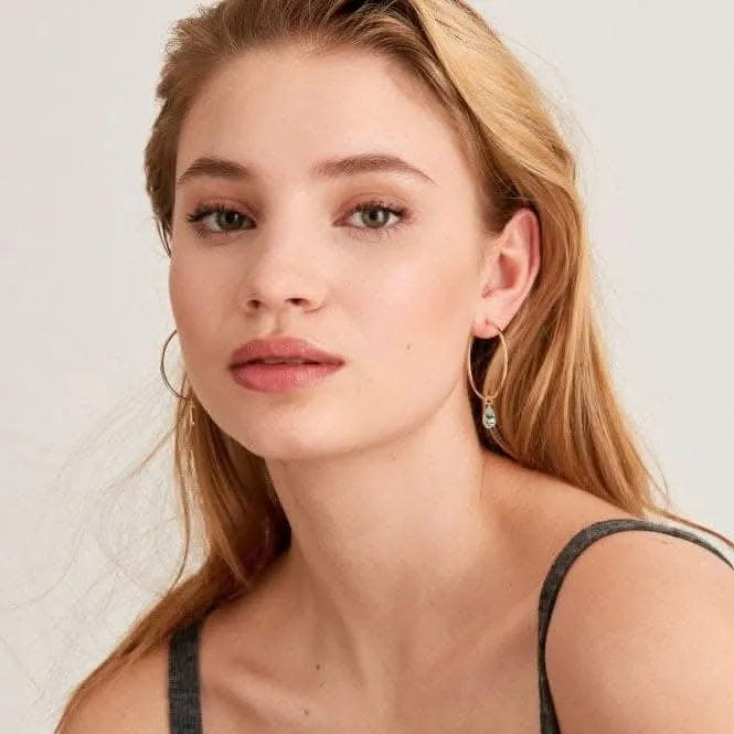 Boucles d'oreilles à anneau pendantes en or nacré brillant et nacre E027-05G Ania Haie Jewellery