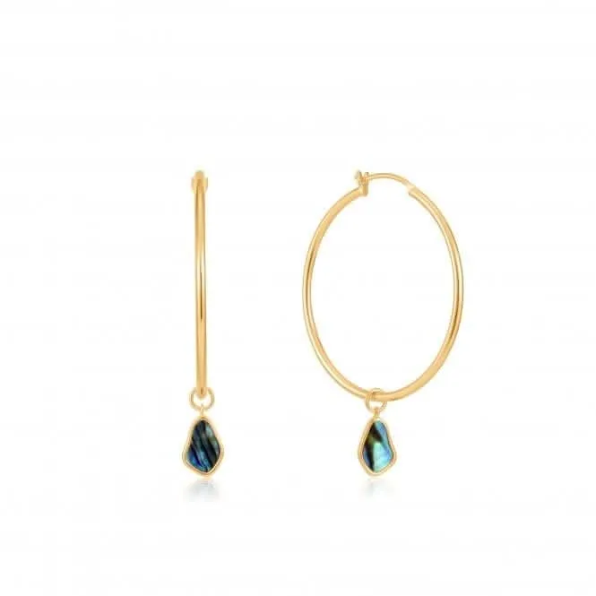 Boucles d'oreilles à anneau pendantes en or nacré brillant et nacre E027-05G Ania Haie Jewellery