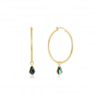 Boucles d'oreilles à anneau pendantes en or nacré brillant et nacre E027-05G Ania Haie Jewellery