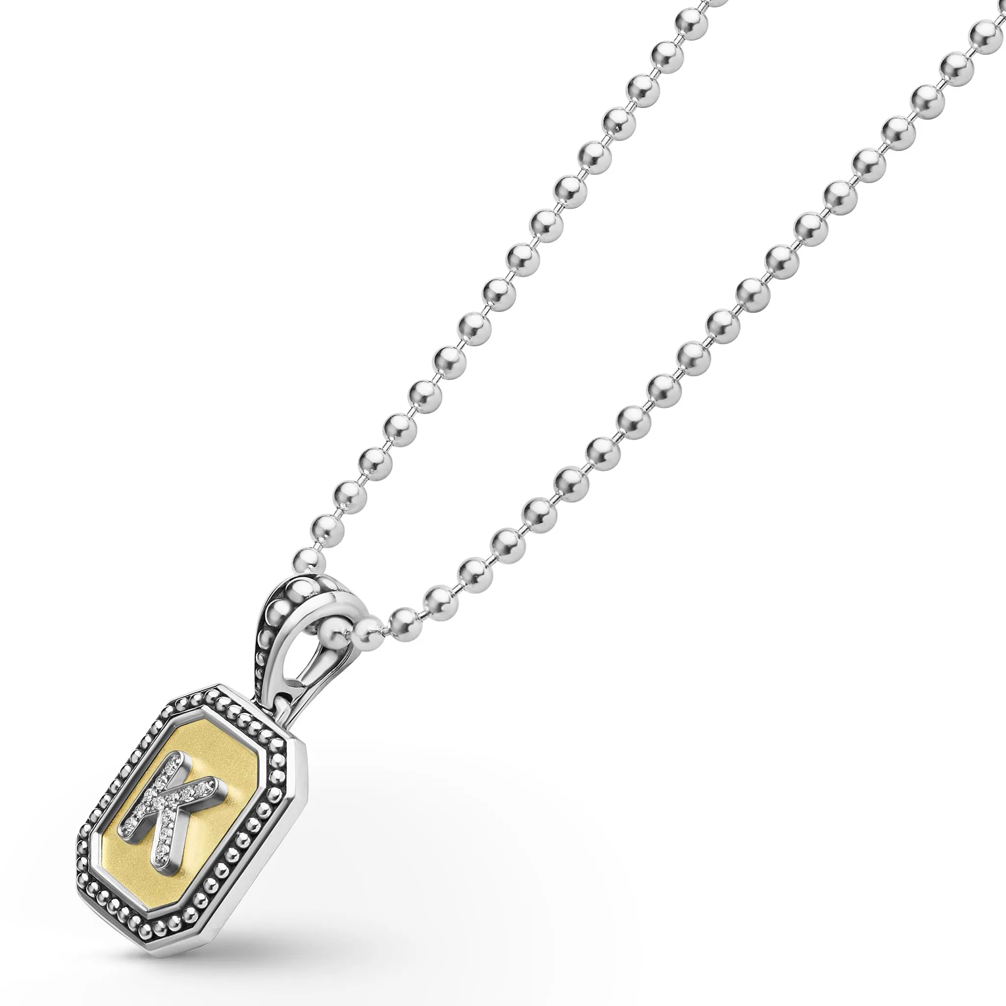 Collier Signature Caviar avec Charme Initiale K en Diamant Octogonal