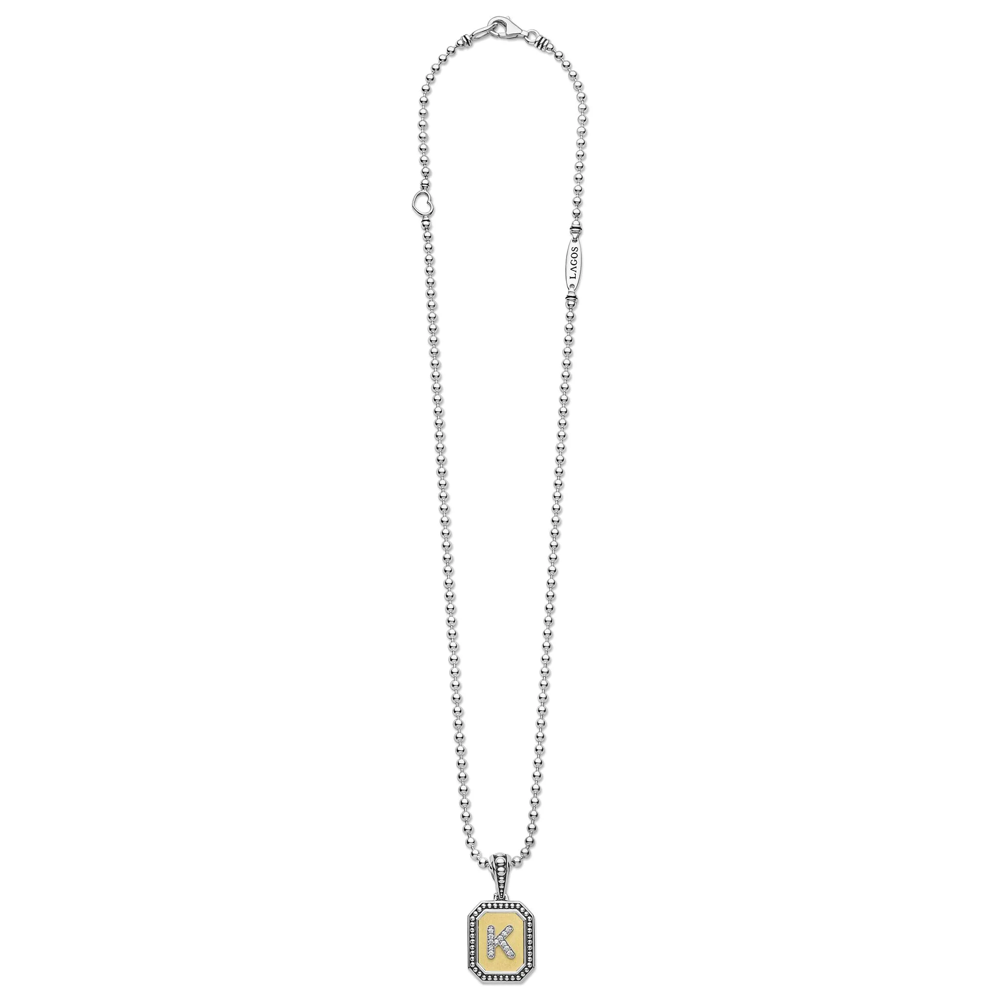 Collier Signature Caviar avec Charme Initiale K en Diamant Octogonal