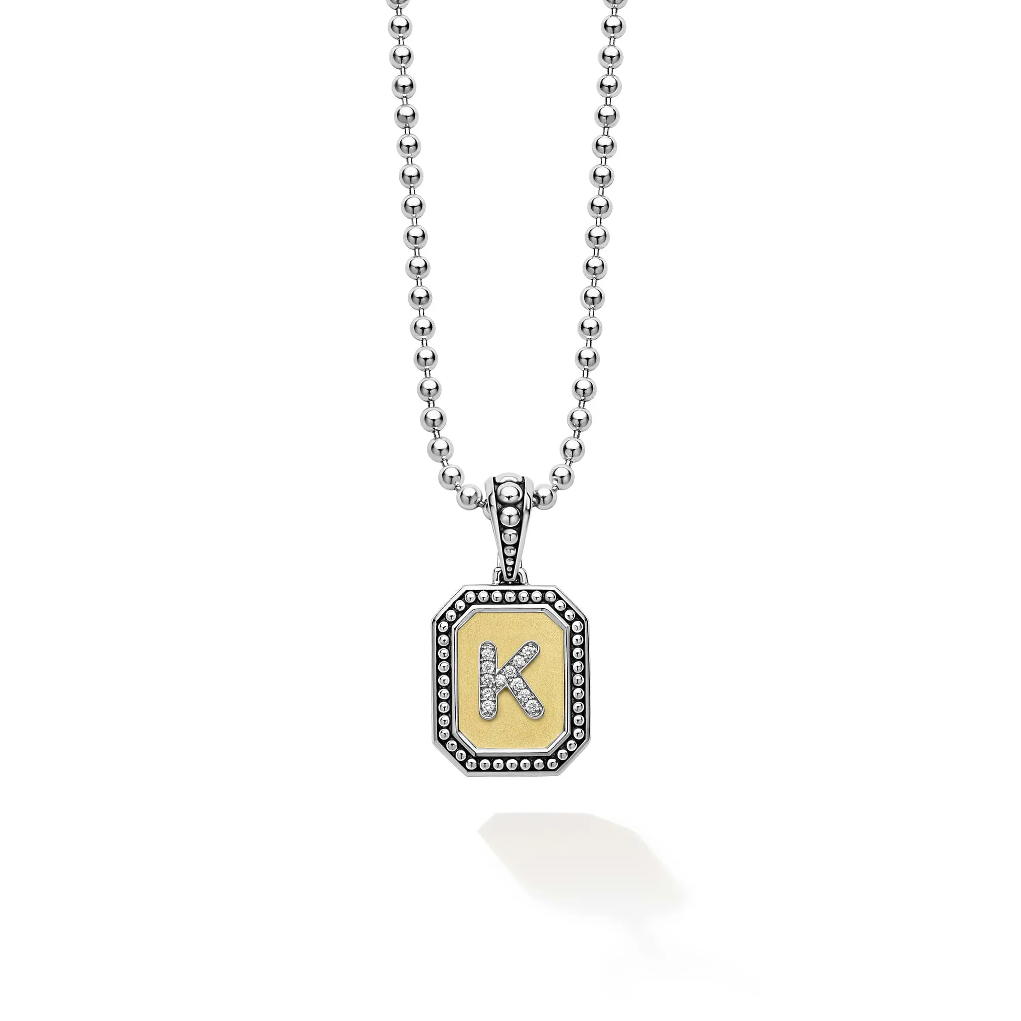 Collier Signature Caviar avec Charme Initiale K en Diamant Octogonal
