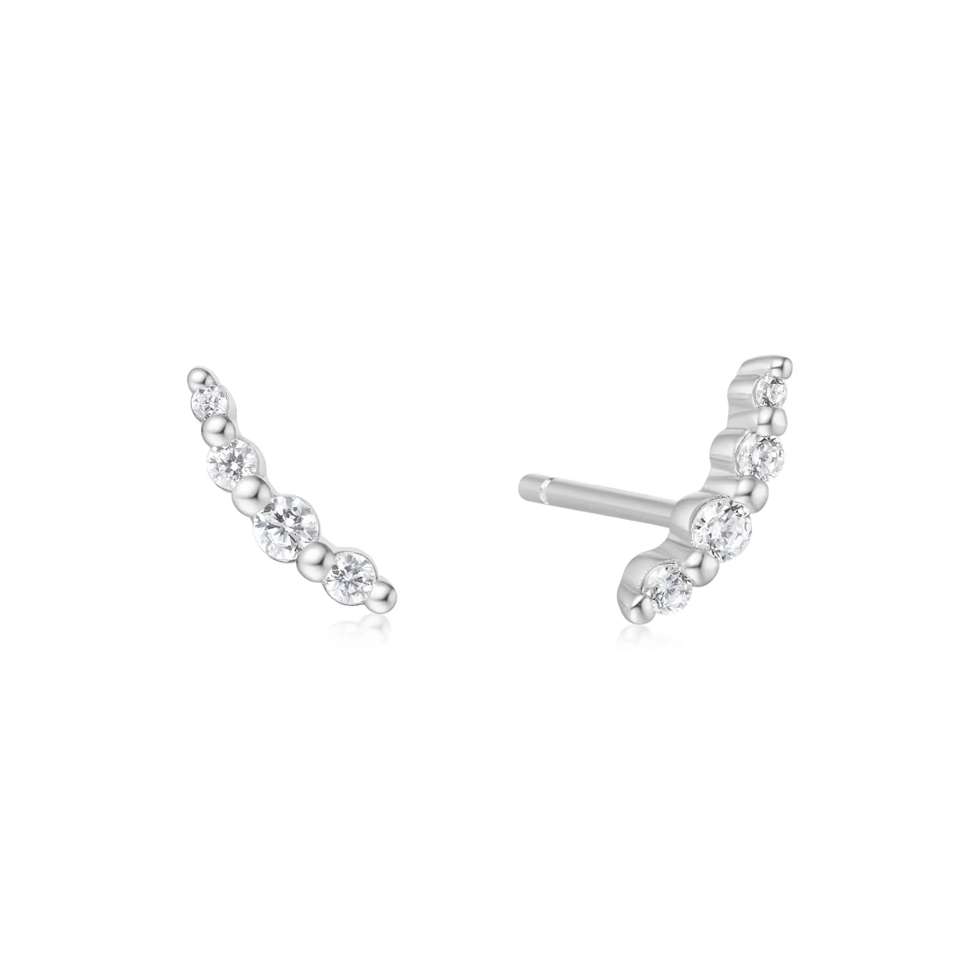 Boucles d'oreilles à clous avec pierres et perles en métal argenté E065-01H Ania Haie Jewellery