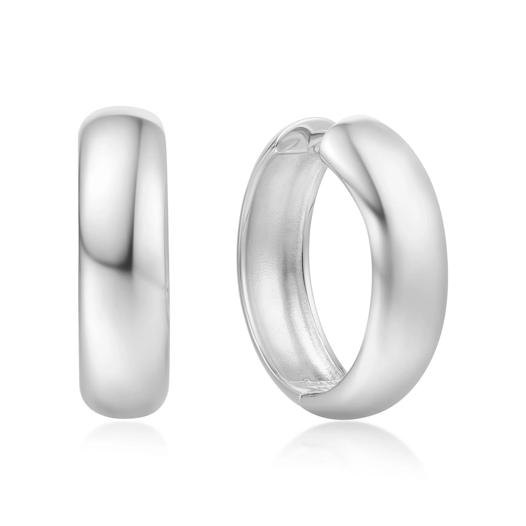 Boucles d'oreilles larges et dodues en argent Huggie E064-08H Ania Haie Jewellery