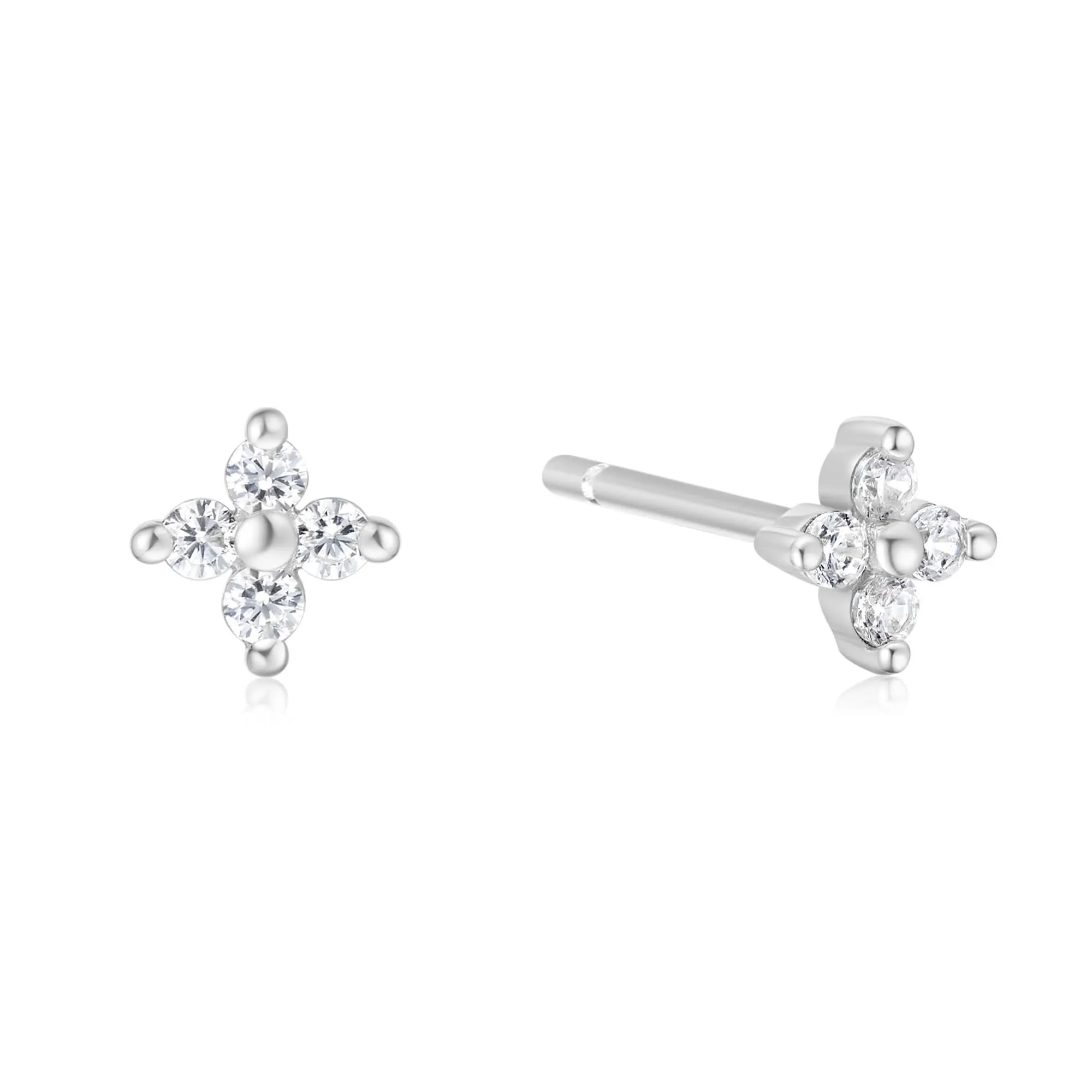 Boucles d'oreilles à clous à quatre pétales en argent E064-01H Ania Haie Jewellery