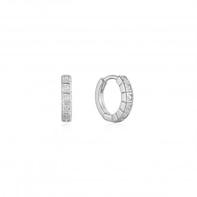 Boucles d'oreilles Huggie à effet glamour argenté E037-05H Ania Haie Jewellery