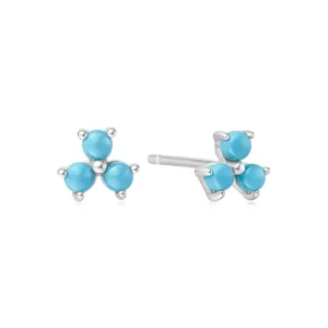 Boucles d'oreilles à clous Lotus Turquoise créé en laboratoire argenté E063-04H Ania Haie Jewellery