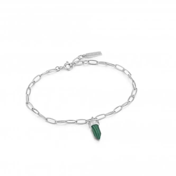 Pendentif Bracelet Point en Malachite Argenté B039-02H-M Bijoux Ania Haie