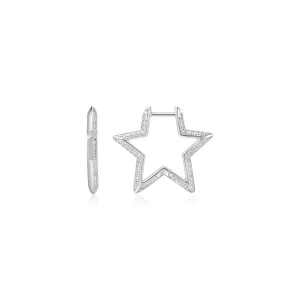 Boucles d'oreilles à étoiles pavées argentées moyen E064-05H Ania Haie Jewellery