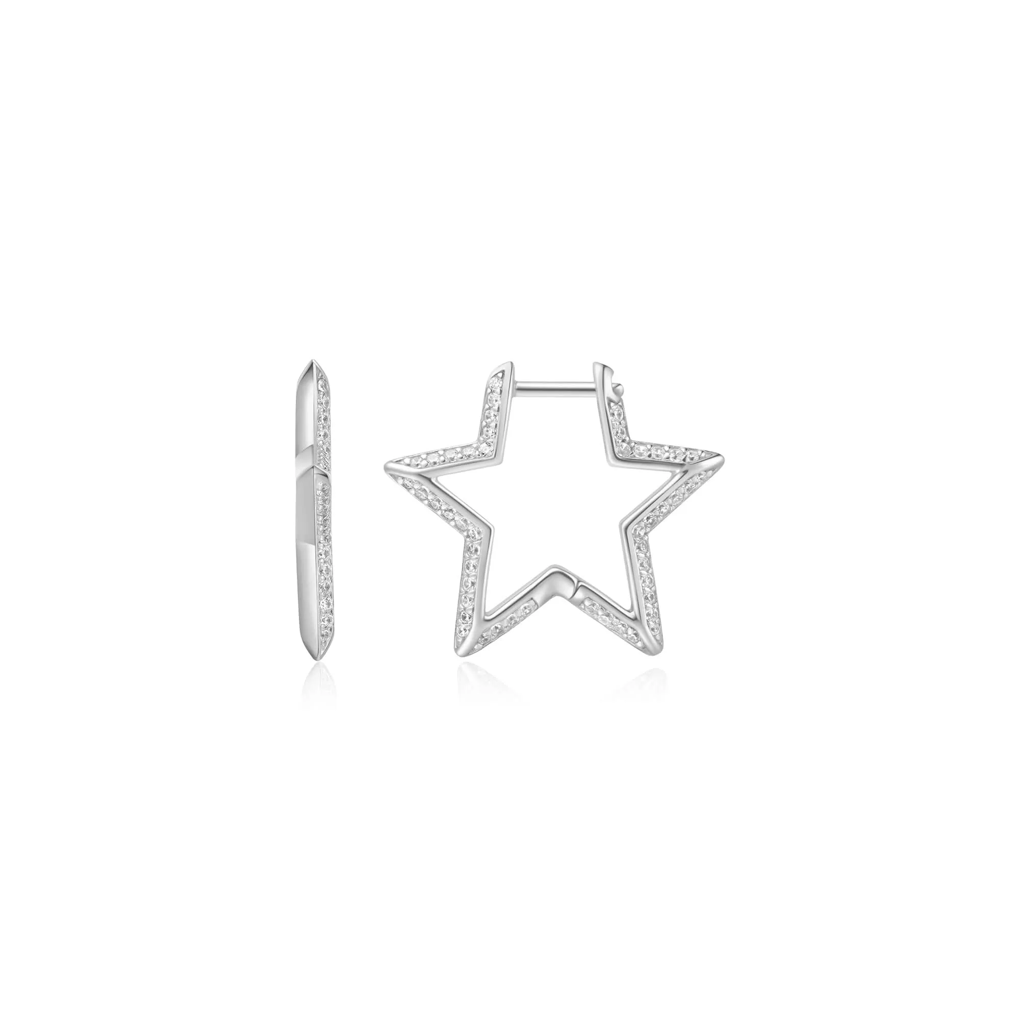 Boucles d'oreilles à étoiles pavées argentées moyen E064-05H Ania Haie Jewellery
