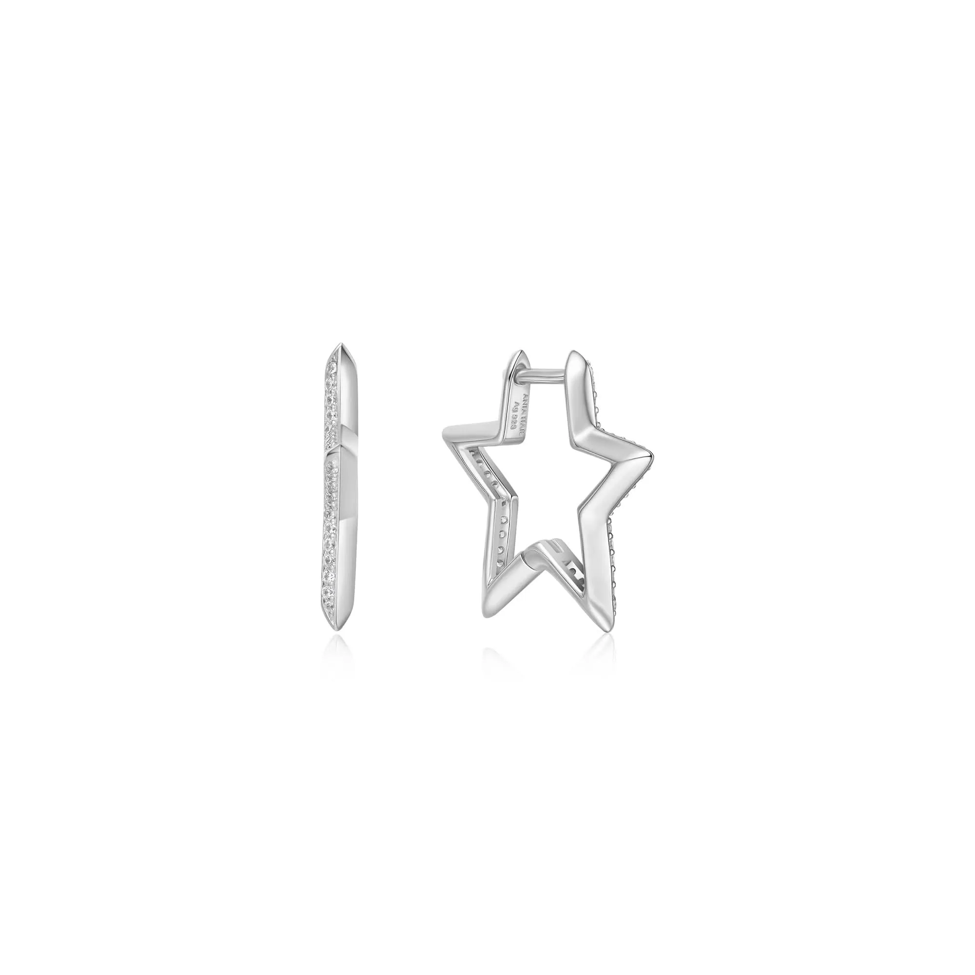 Boucles d'oreilles à étoiles pavées argentées moyen E064-05H Ania Haie Jewellery