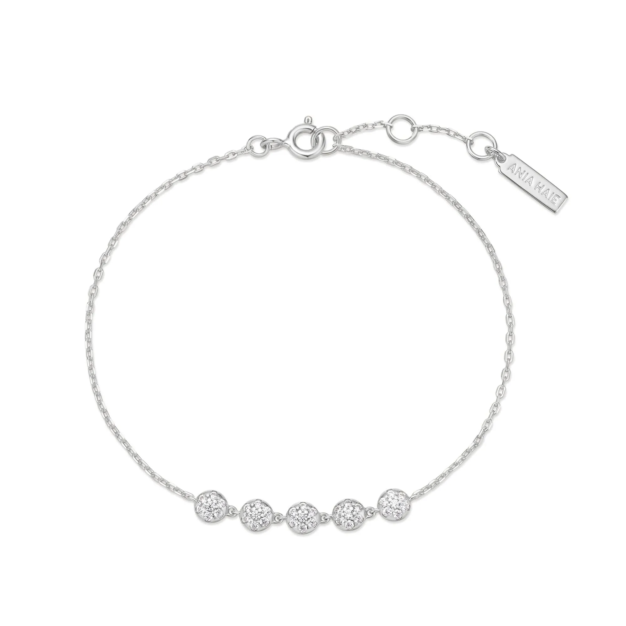 Bracelet à chaînette multi-perles pavé argenté B065-04H Ania Haie Jewellery