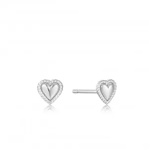 Boucles d'oreilles à clous Cœur en Corde Argentée E036-02H Ania Haie Jewellery