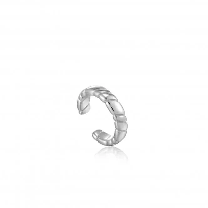 Bracelet d'oreille torsadé lisse argenté E038-04H Ania Haie Jewellery