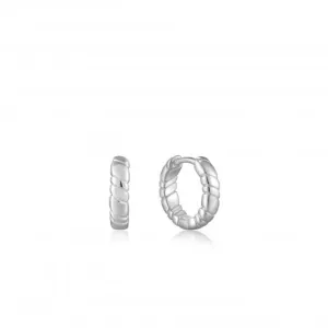 Boucles d'oreilles Huggie à torsade lisse argentées E038-02H Ania Haie Jewellery