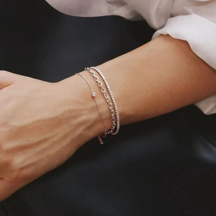 Bracelet en métal argenté étincelant B062-01H Ania Haie Jewellery