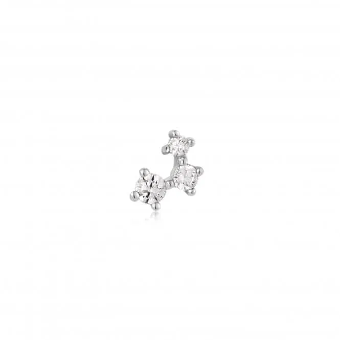 Boucle d'oreille simple barre de galaxy étincelante argentée E047-11H Ania Haie Jewellery
