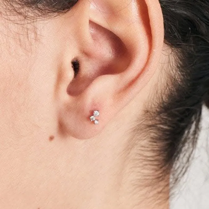 Boucle d'oreille simple barre de galaxy étincelante argentée E047-11H Ania Haie Jewellery