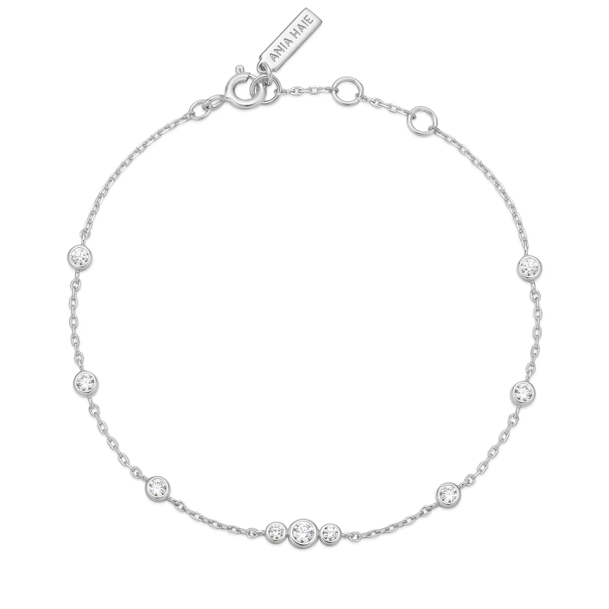 Bracelet à breloques en zirconium cubique avec bordure étincelante argentée B065-03H Ania Haie Jewellery