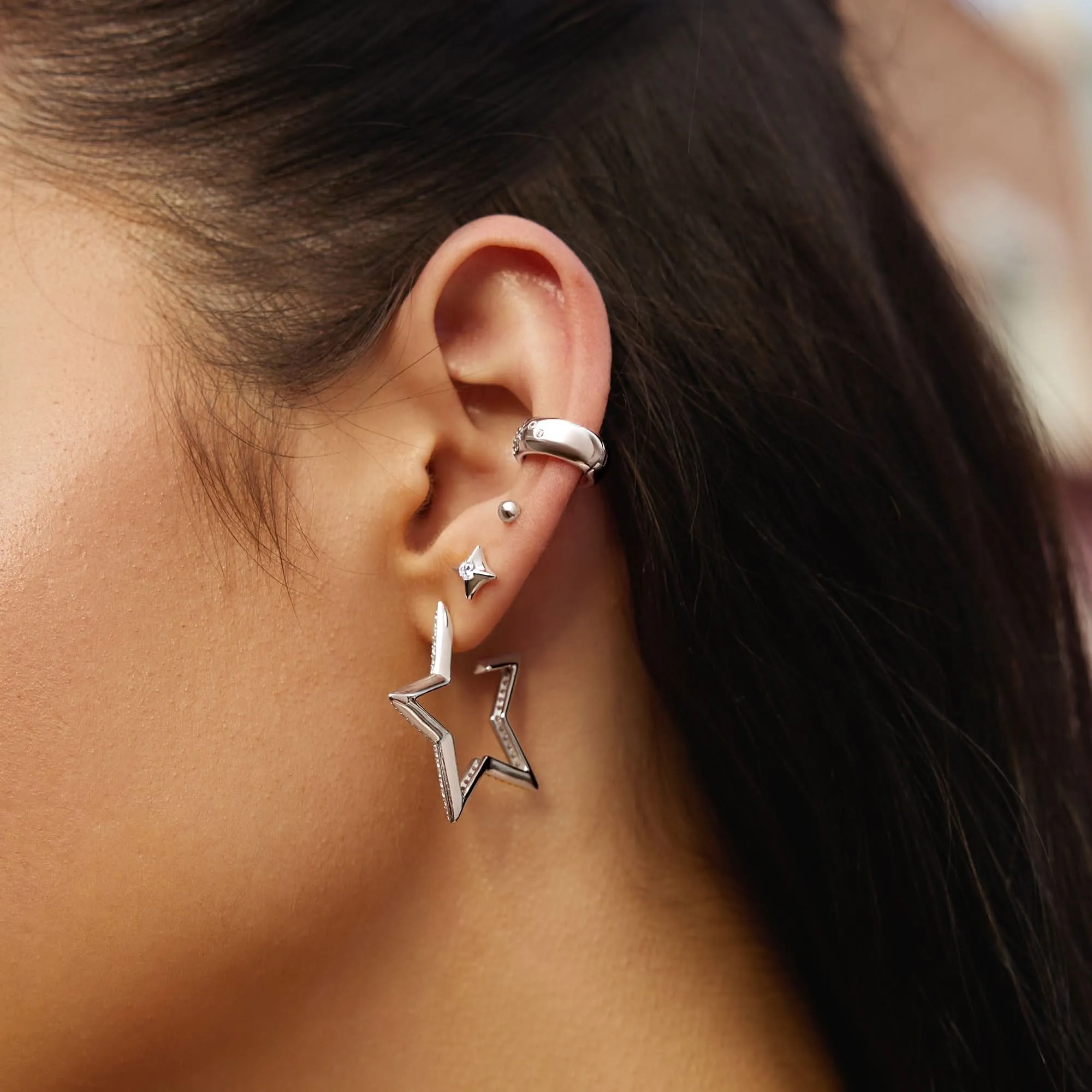 Boucles d'oreilles étincelantes étoiles argentées E064-02H Ania Haie Jewellery
