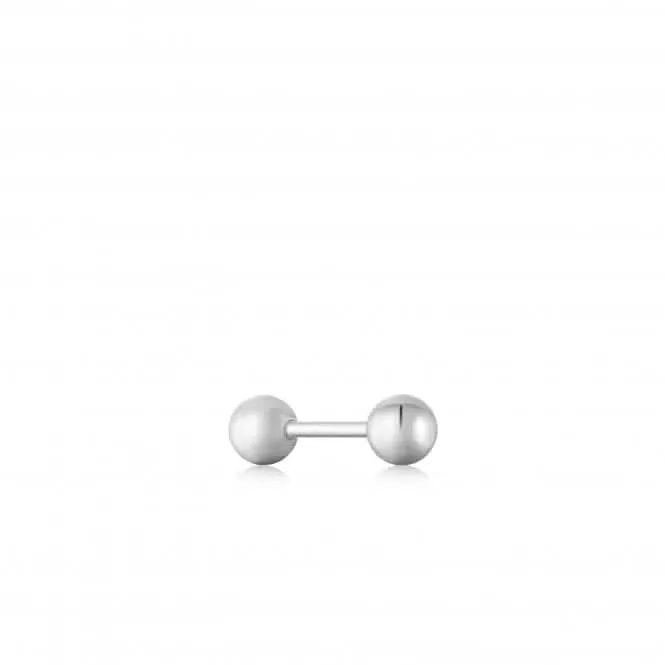 Boucle d'oreille simple à bille sphérique argentée E035-02H Ania Haie Jewellery