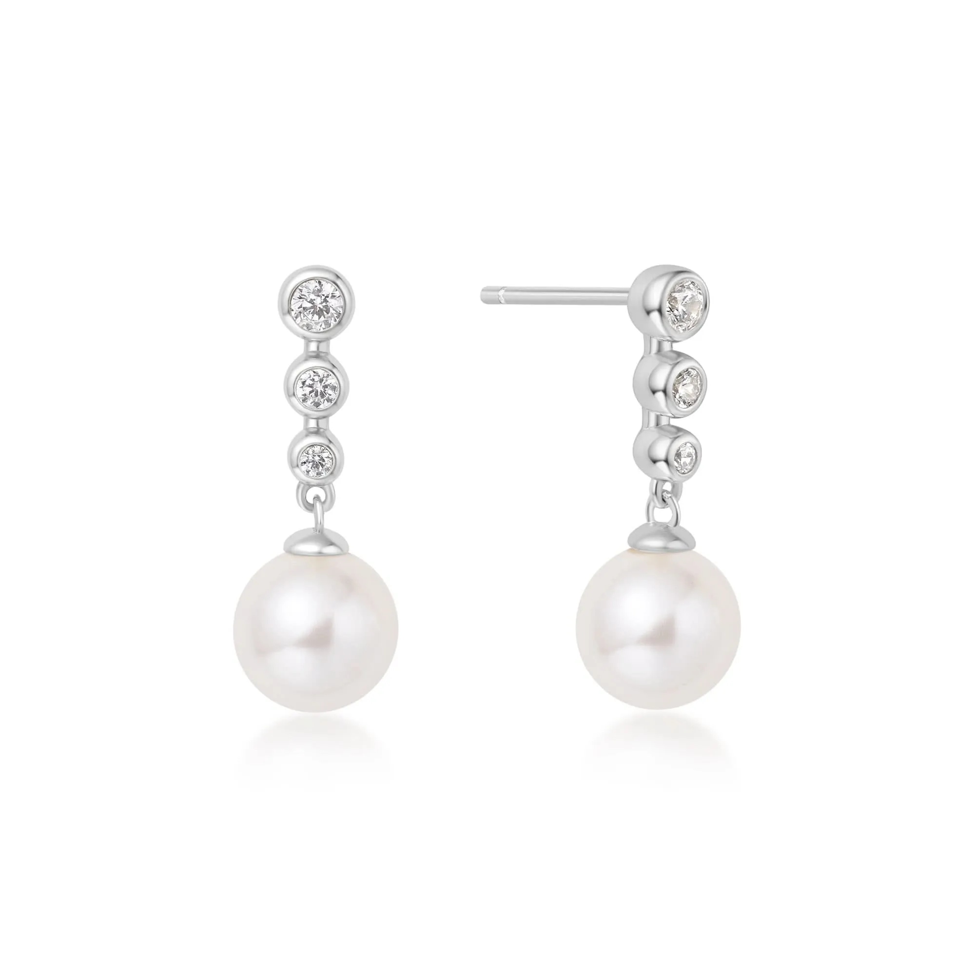 Boucles d'oreilles à clous avec perles en pierre et perles argentées E065-03H Ania Haie Jewellery