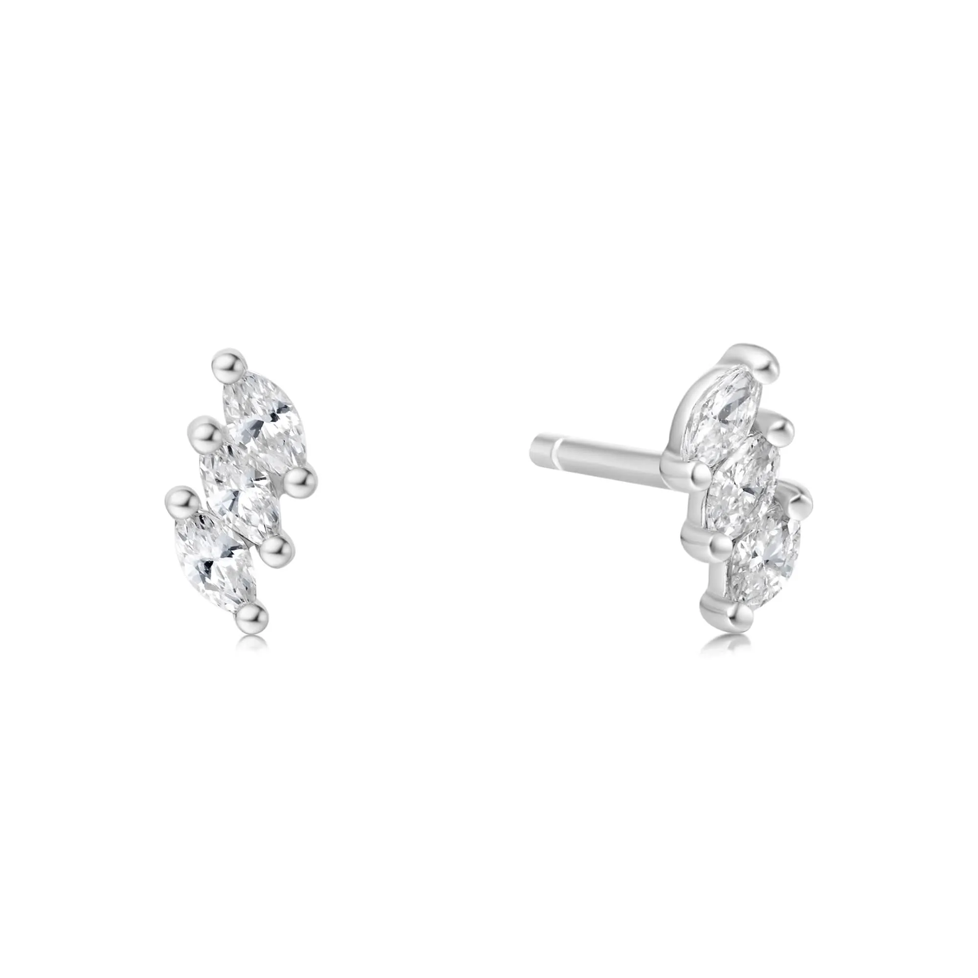 Boucles d'oreilles à clous triple marquise en argent E063-01H Ania Haie Jewellery