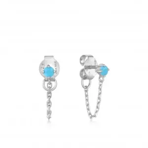 Boucles d'oreilles à clous avec chaîne en turquoise argentée E033-03H Ania Haie Jewellery