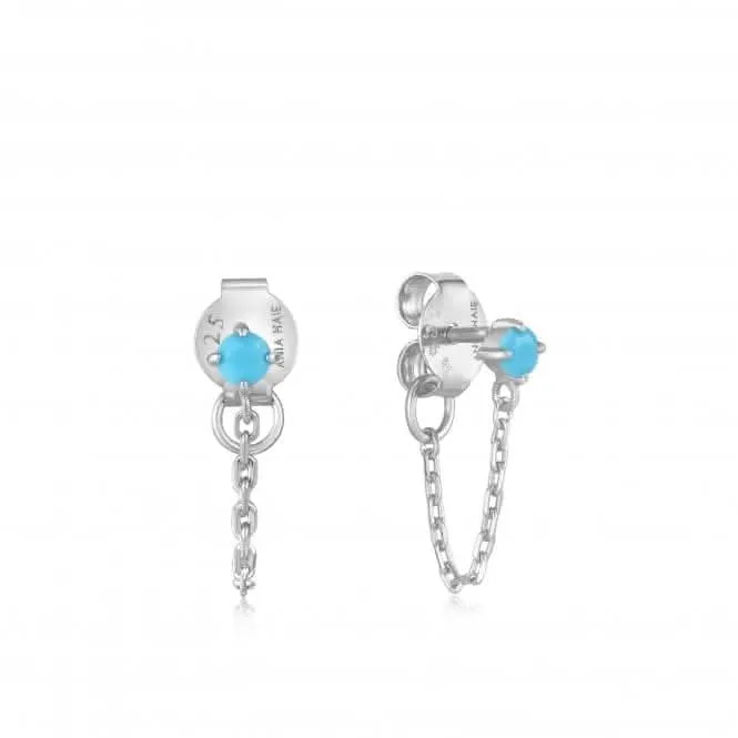 Boucles d'oreilles à clous avec chaîne en turquoise argentée E033-03H Ania Haie Jewellery
