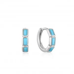 Boucles d'oreilles Huggie en turquoise argenté E033-04H Ania Haie Jewellery