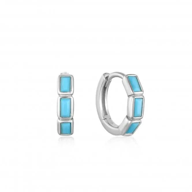 Boucles d'oreilles Huggie en turquoise argenté E033-04H Ania Haie Jewellery