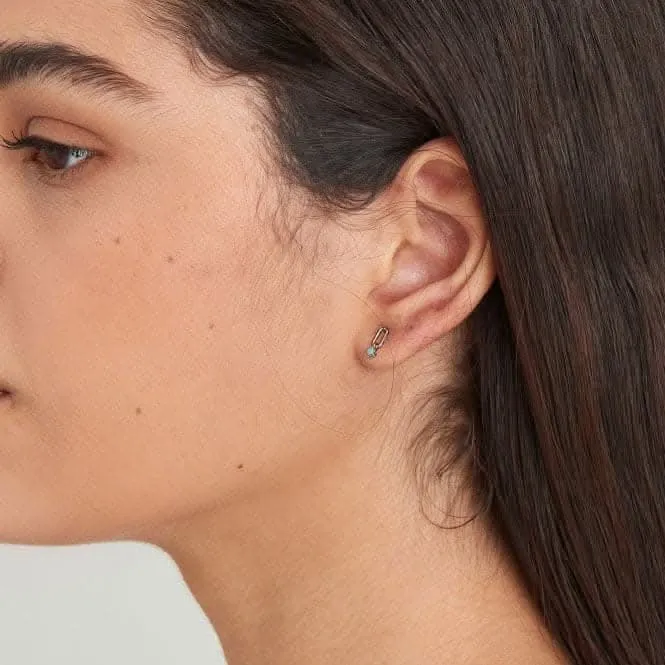 Boucles d'oreilles à clous avec liens en turquoise argenté E033-02H Ania Haie Jewellery