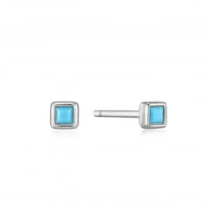 Boucles d'oreilles carrées en turquoise argenté E033-01H Ania Haie Jewellery