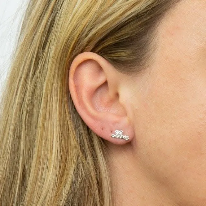 Boucles d'oreilles à clous Love en argent A2065 - Débuts de bijoux